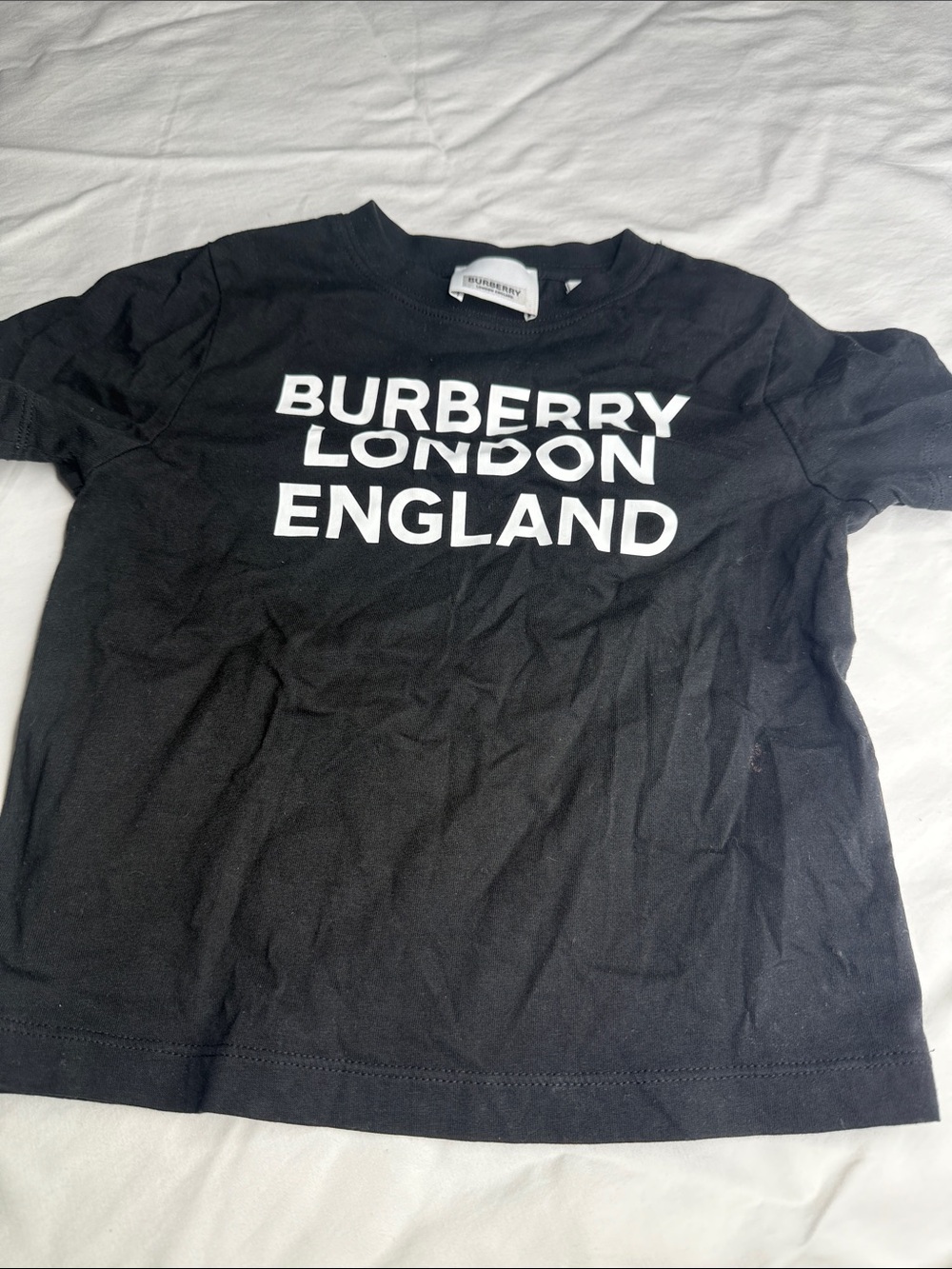 Burberry Kids Black Tee with White Logo